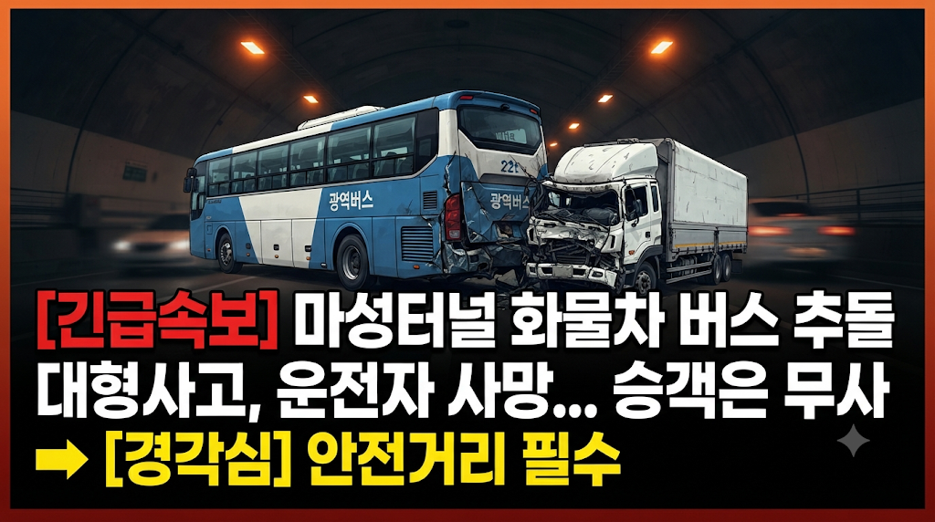 마성터널 화물차 버스 추돌 대형사고 운전자 사망