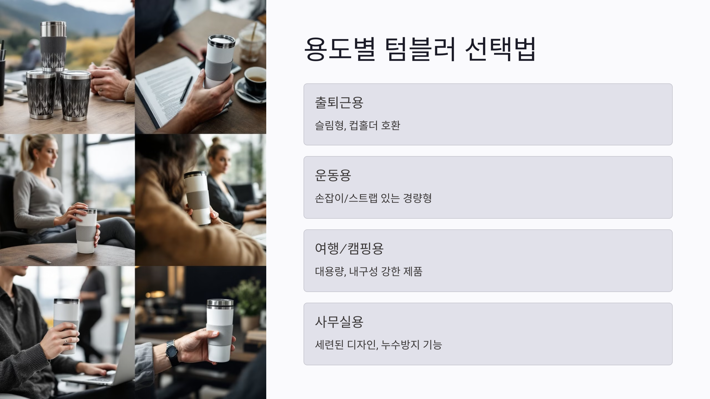 휴대성과 실용성을 모두 고려한 텀블러 선택법