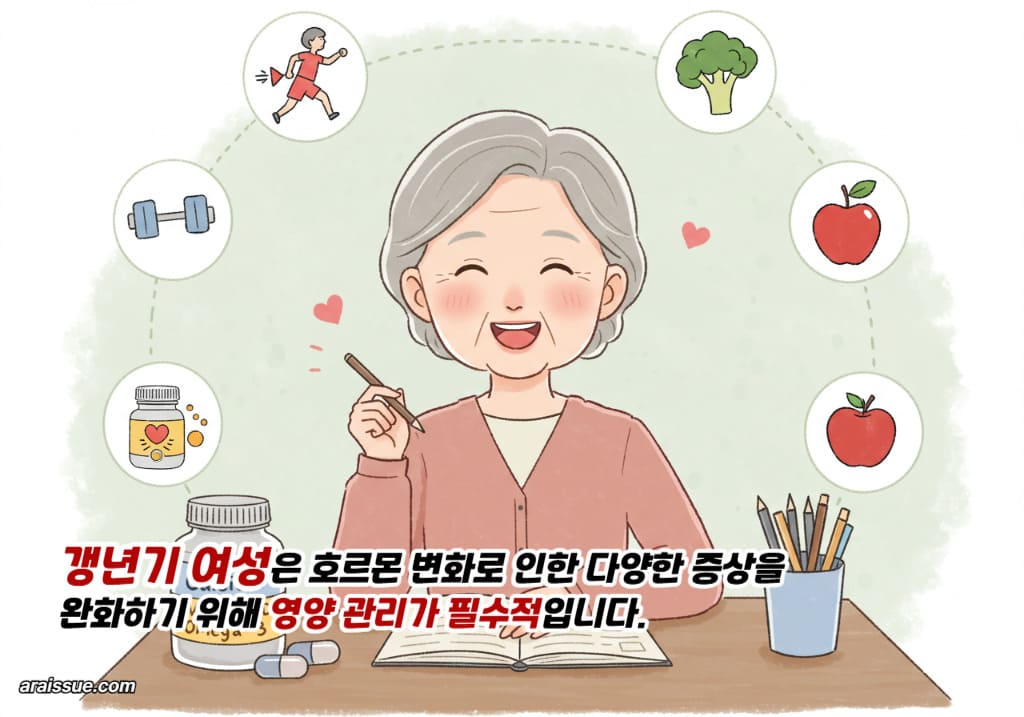 갱년기 여성은 호르몬 변화로 인한 다양한 증상을 완화하기 위해 영양 관리가 필수적입니다.
