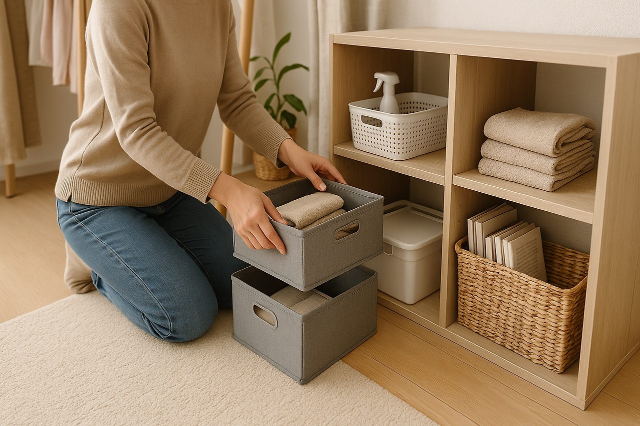 수납으로 옷정리하고 있는 사진