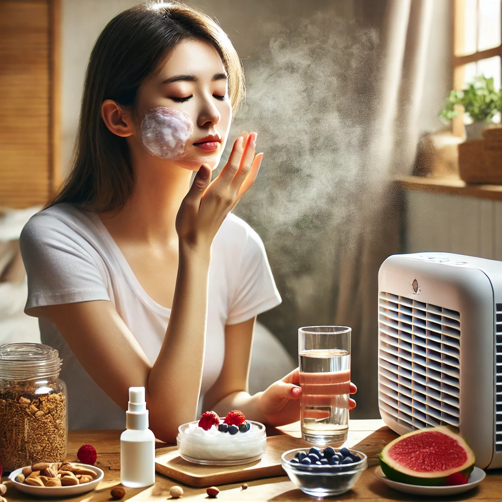 봄철 미세 먼지로 인해 피부를 깨끗하게 세척하고
피부에 좋은 음식들의 이미지