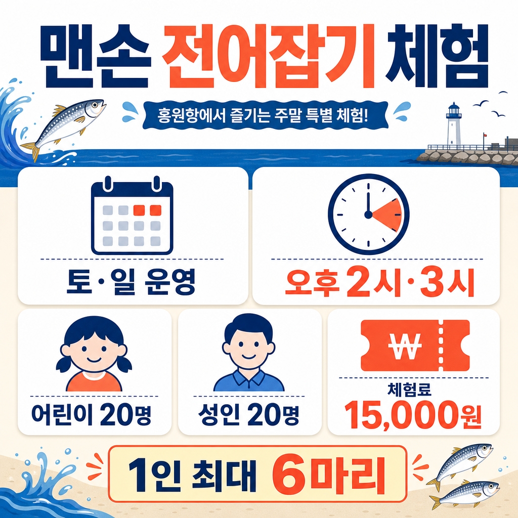 맨손 전어잡기 체험 시간과 참가 인원
