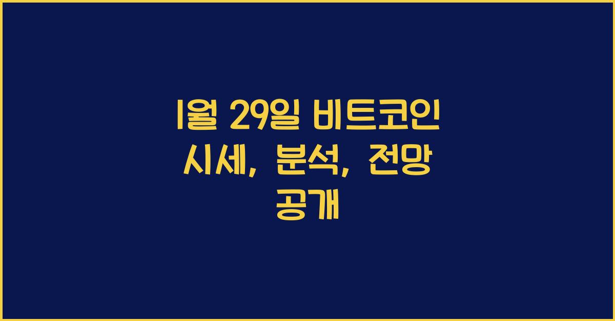 1월 29일 비트코인 시세, 분석, 전망