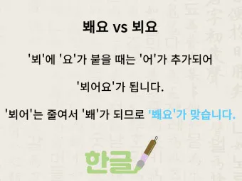 뵈요 봬요 뵙겠습니다 봽겠습니다 맞춤법 정리_22