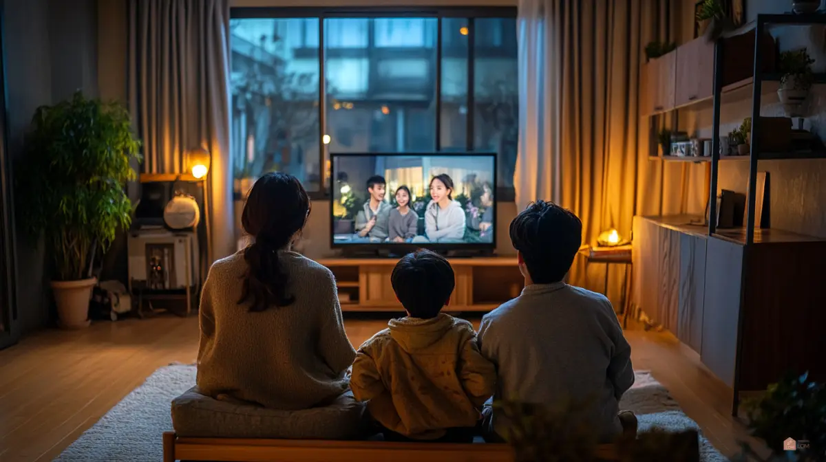 거실에서-드라마를-보고있는-한국인가족01