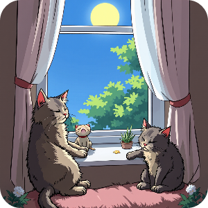 고양이가 창문가에 앉아있는 이미지