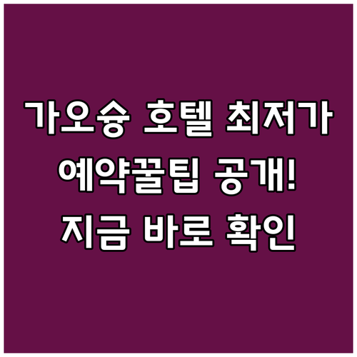 가오슝 호텔 최저가 예약 방법과 꿀팁