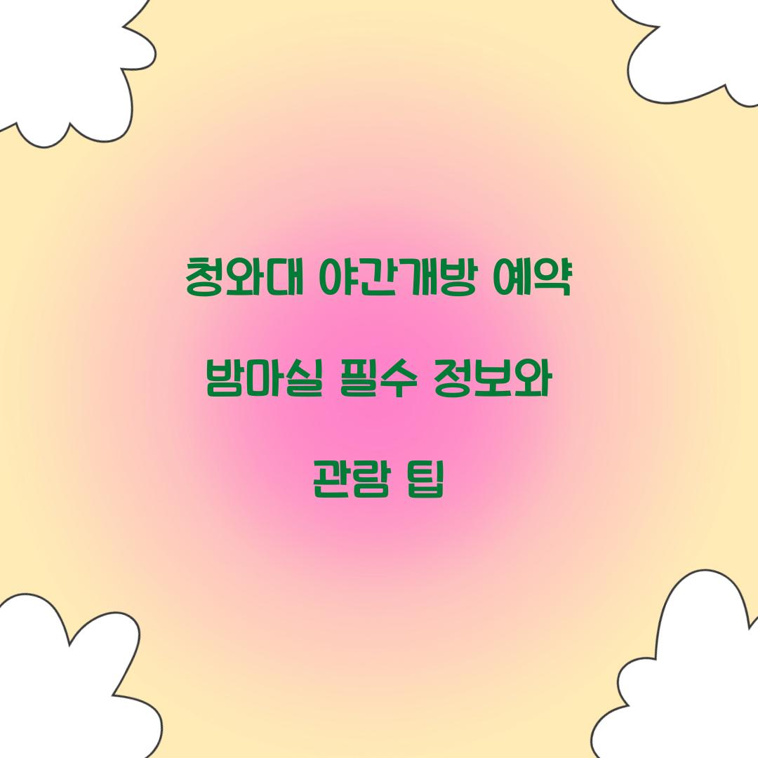 청와대 야간개방 예약 밤마실