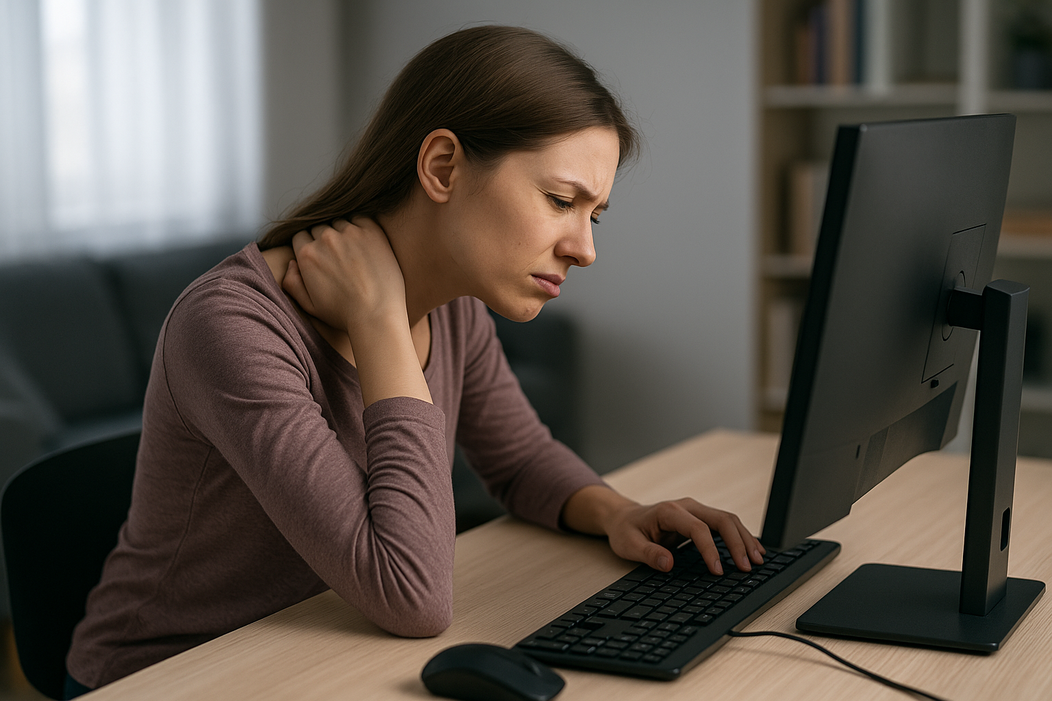 거북목 증상이 있는 여성