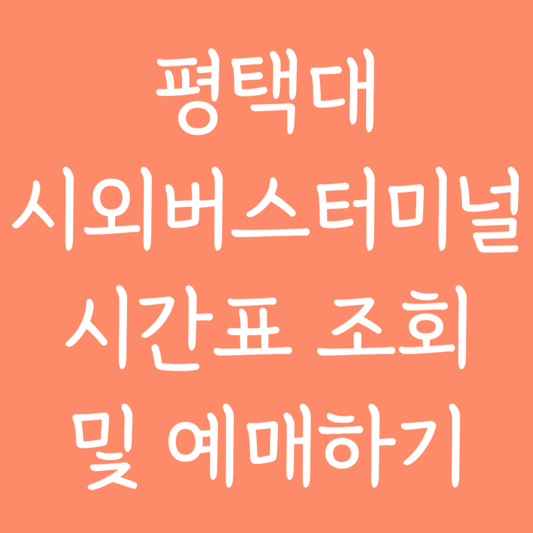 평택대 시외버스터미널 시간표조회 및 예매하기