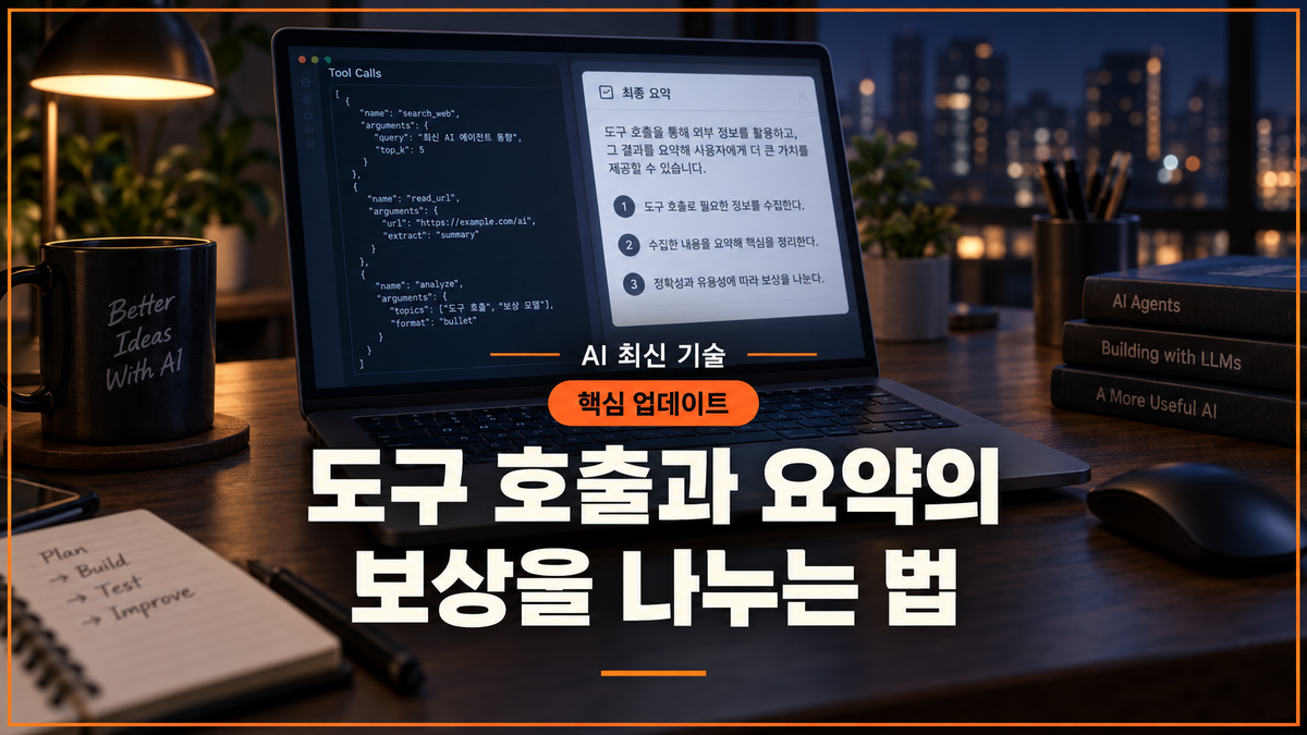 SLCA-GRPO에서 도구 호출 토큰과 최종 요약 토큰의 보상 경로를 나누는 AI 최신 기술 대표 이미지