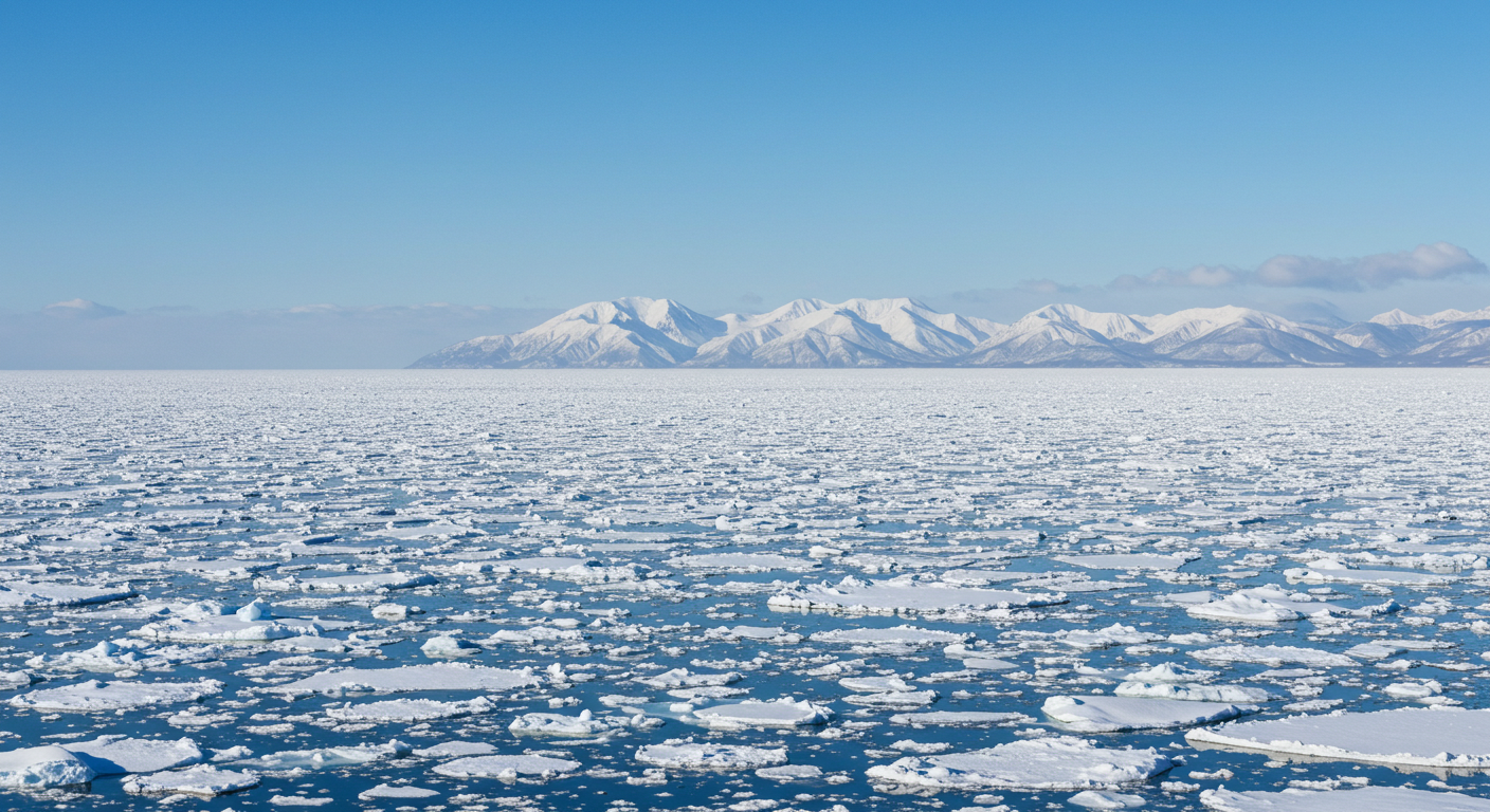 끝없이 펼쳐진 홋카이도 시레토코의 유빙 필드