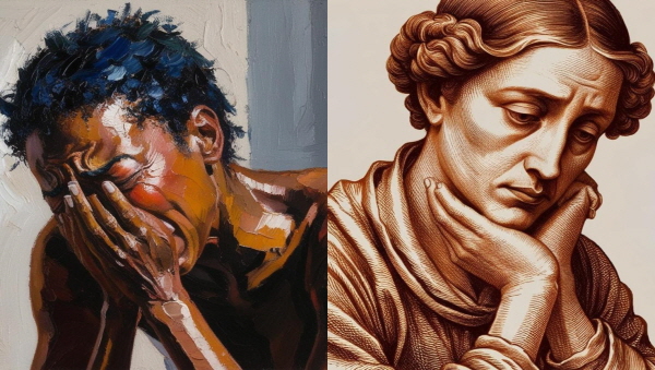 감정 표현과 이성적 설명의 불협화음에 관한 그림