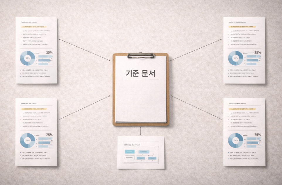 기준 문서를 중심으로 연결된 플랫폼형 블로그 구조 이미지