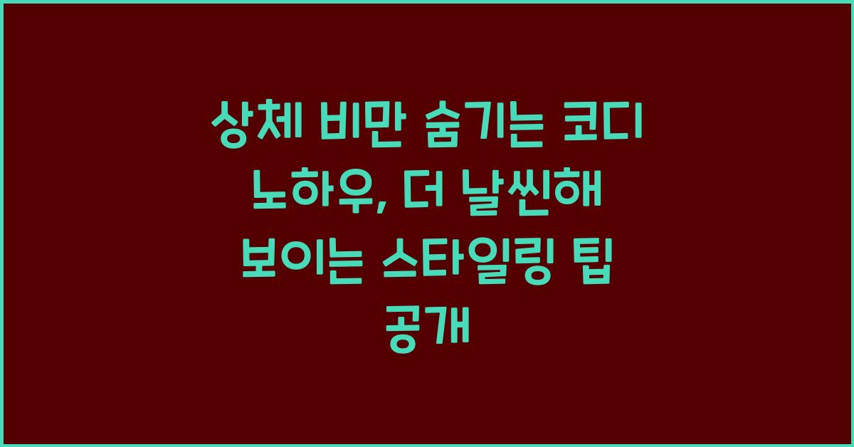 상체 비만 숨기는 코디 노하우
