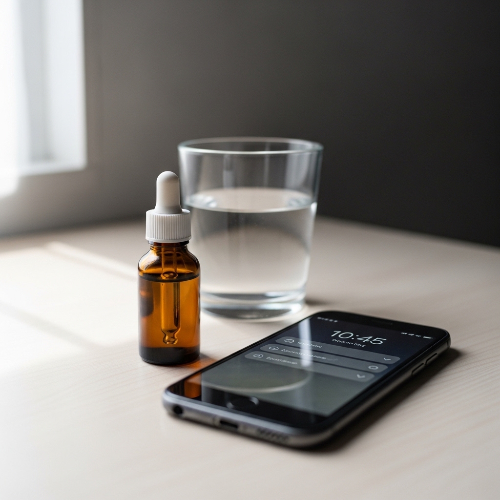 외이도염 치료를 위해 귀약을 처방대로 꾸준히 사용하는 루틴을 상징한 이미지