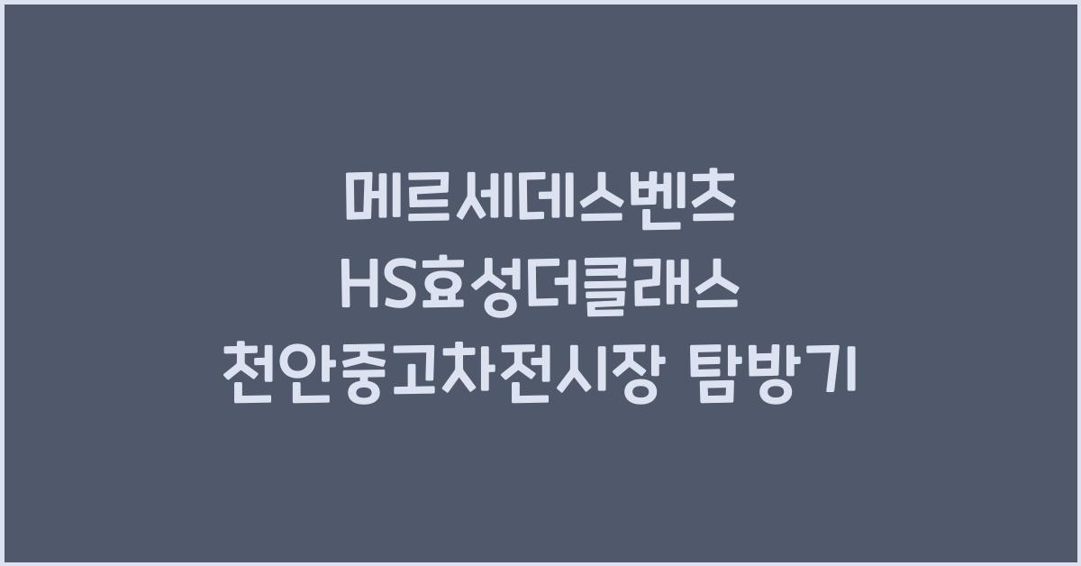 메르세데스벤츠 HS효성더클래스 천안중고차전시장