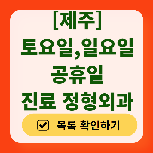 제주도 일요일 주말 문 여는 정형외과 목록 ❘ 토요일, 공휴일 진료 영업 병원 리스트