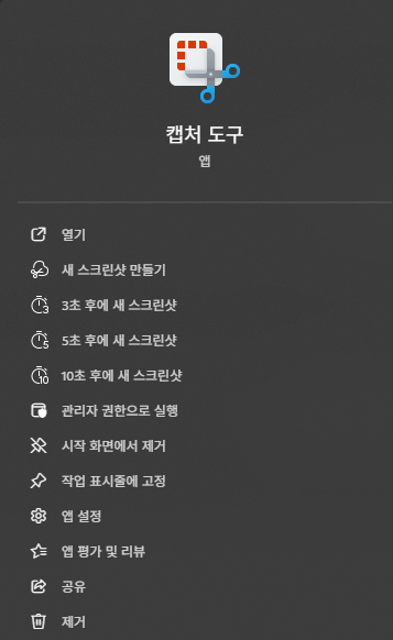 이미지 2. '캡처 도구' 검색 시 화면