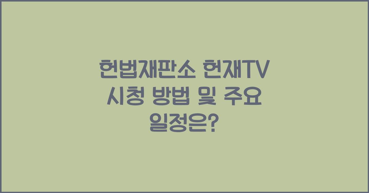 헌법재판소 헌재TV
