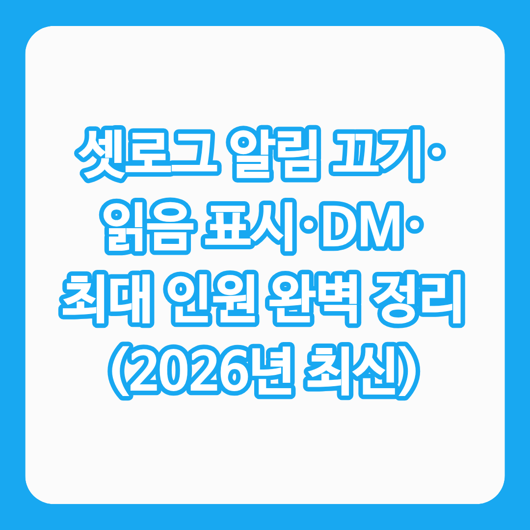 셋로그 알림 끄기 읽음 표시 DM 최대인원에 대해 정리한 글의 썸네일
