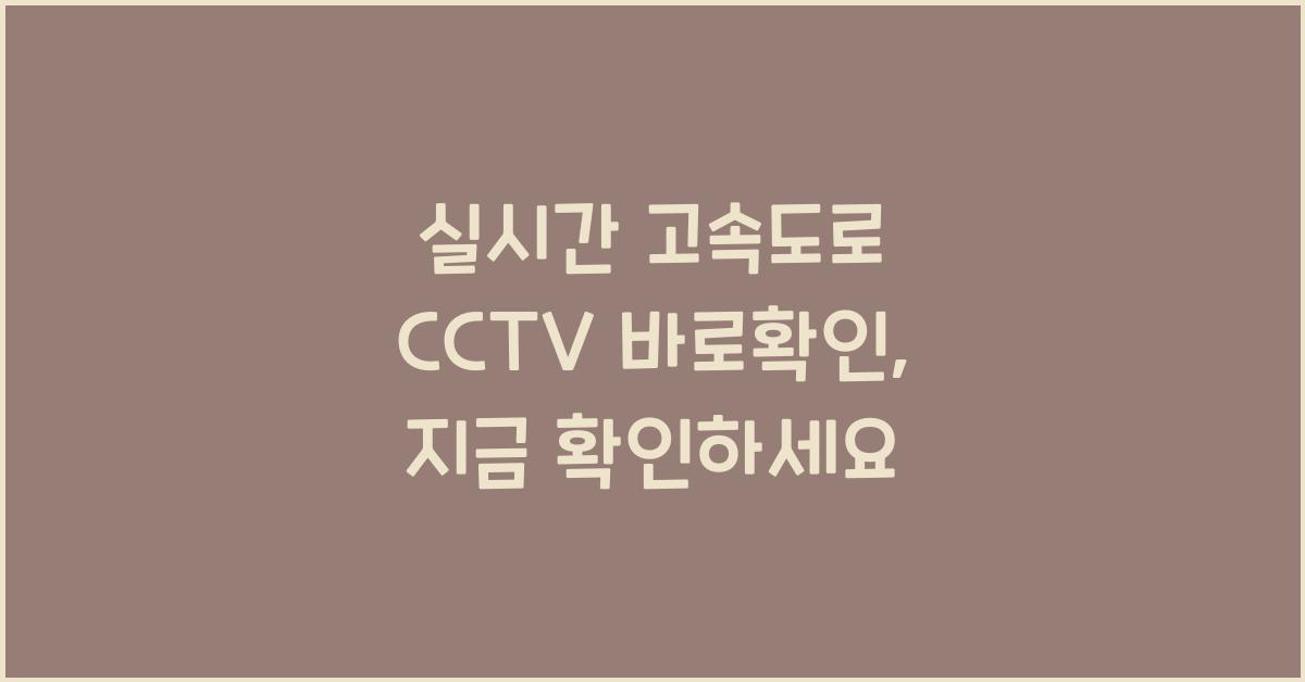 실시간 고속도로 cctv 바로확인