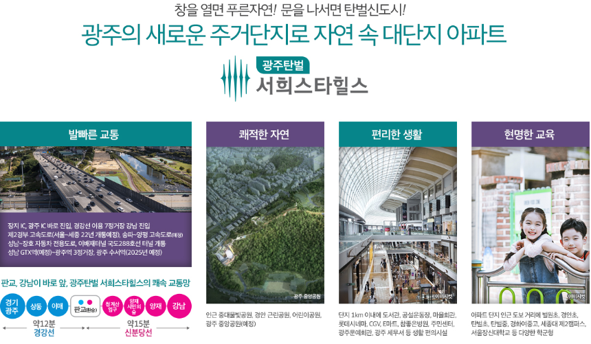 광주탄벌 서희스타힐스 입지 프리미엄
