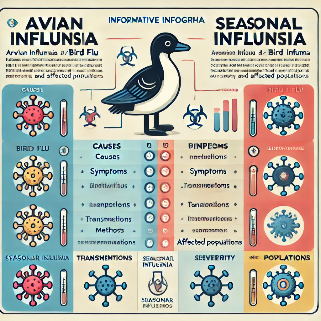조류 독감과 계절 독감 관련 표 사진