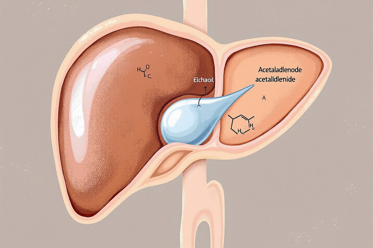 간이 알콜 때문에 힘들어 하는 모습