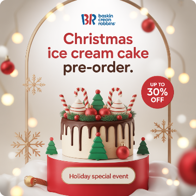 배스킨라빈스 크리스마스 아이스크림 케이크 사전예약 이미지