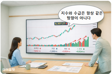 지수는 고점, 거래량은 확대, 하지만 수급 방향이 엇갈리는 구조