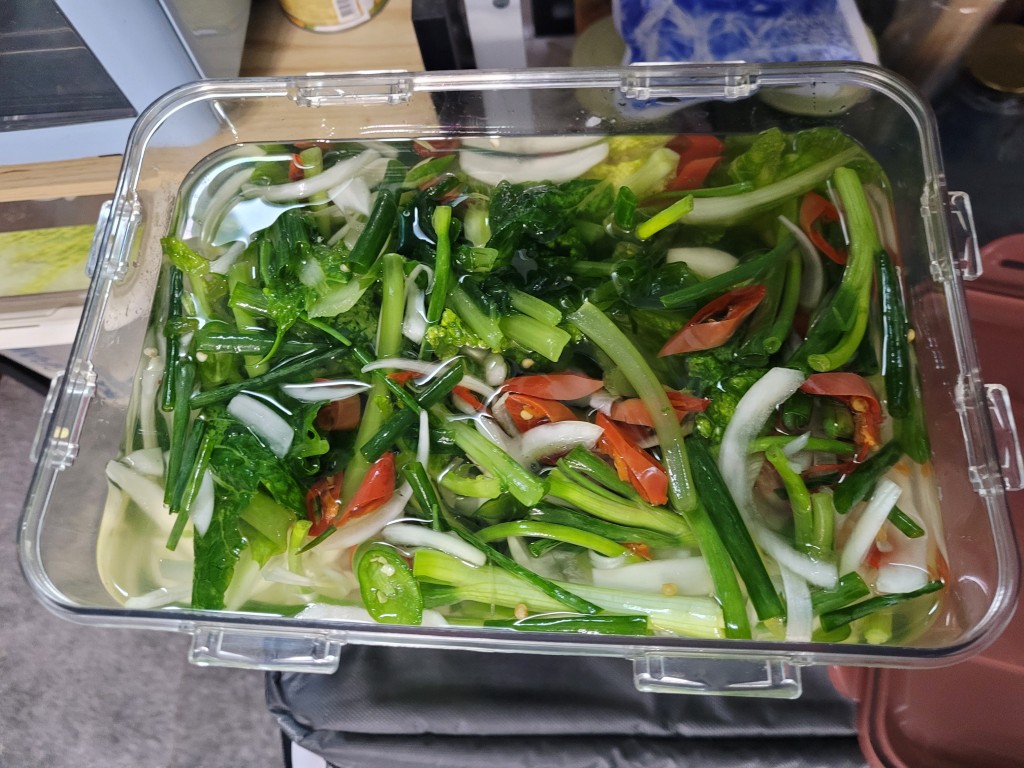 완성된 열무얼갈이 물김치 모습