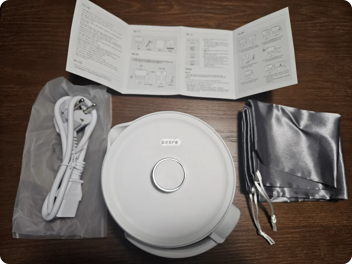 오와-전기포트-제품구성-본품-전원코드-파우치-설명서