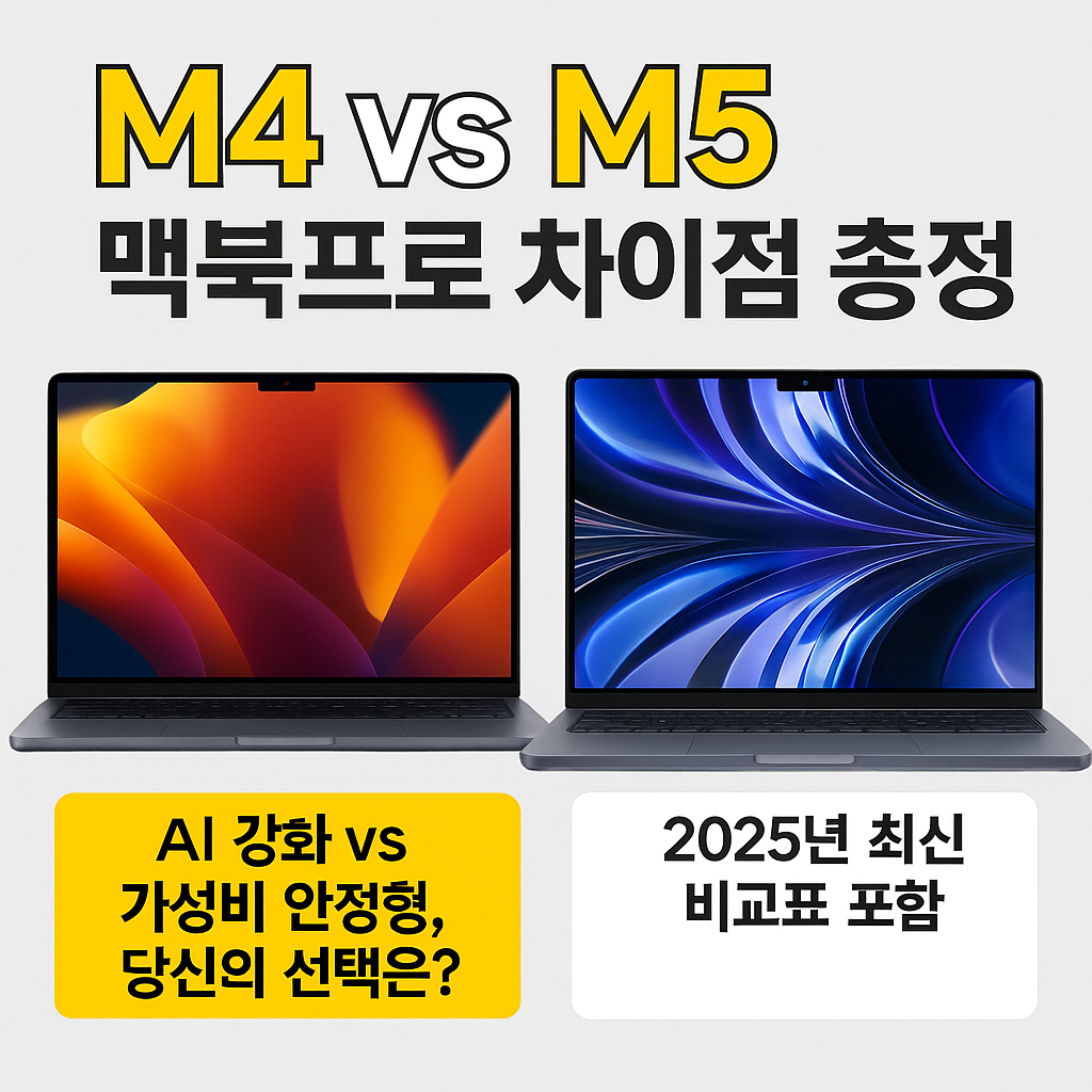 M4 vs M5 맥북프로 차이점 비교 성능·디자인·가격 완전정리 (2025 최신)