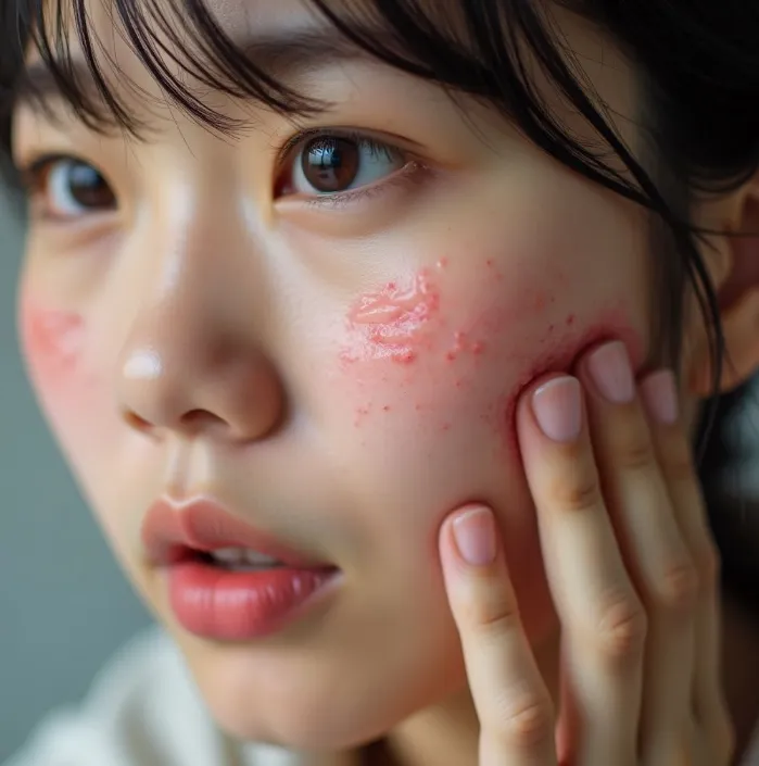 아토피 증상 붉은 발진 이미지