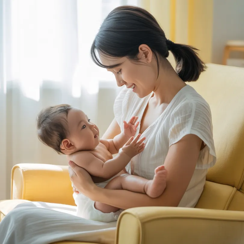 아기에서 로션을 바르고 있는 이미지
