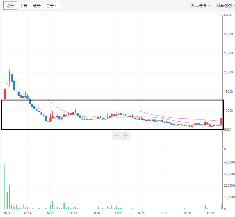 오픈놀 일봉 차트