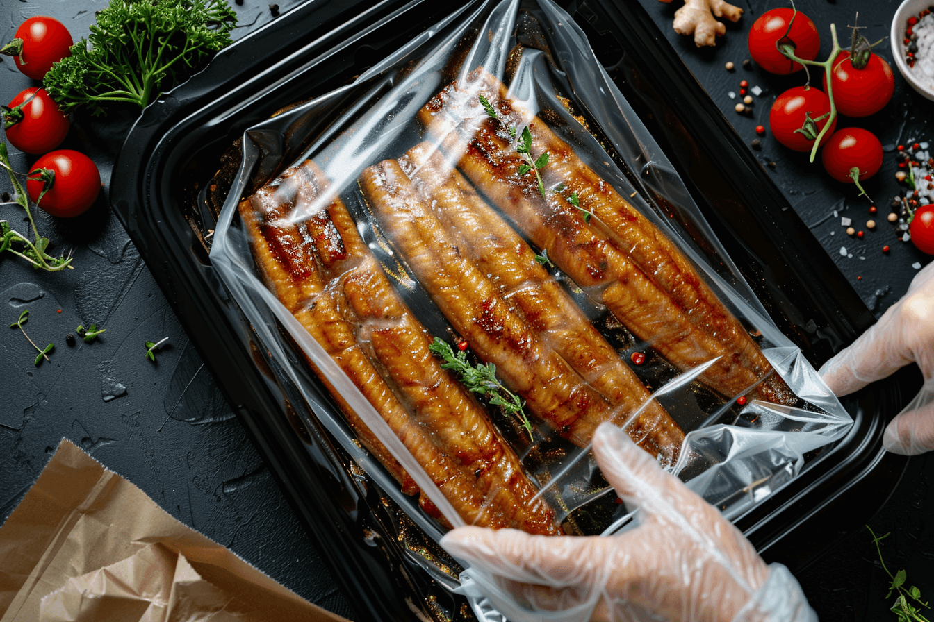 장어를-밀폐-비닐에-담고-있는-장면