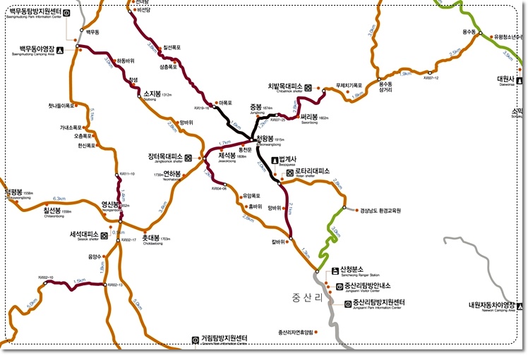 지리산국립공원 등산 지도
