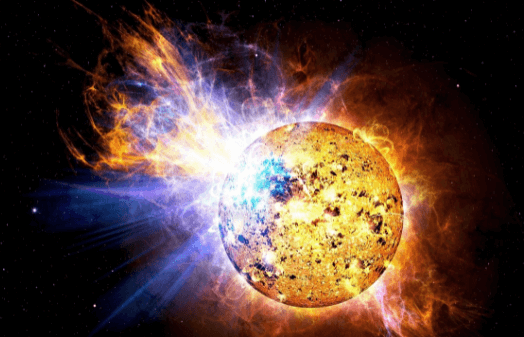 태양 플레어 현상이 발생하는 이미지