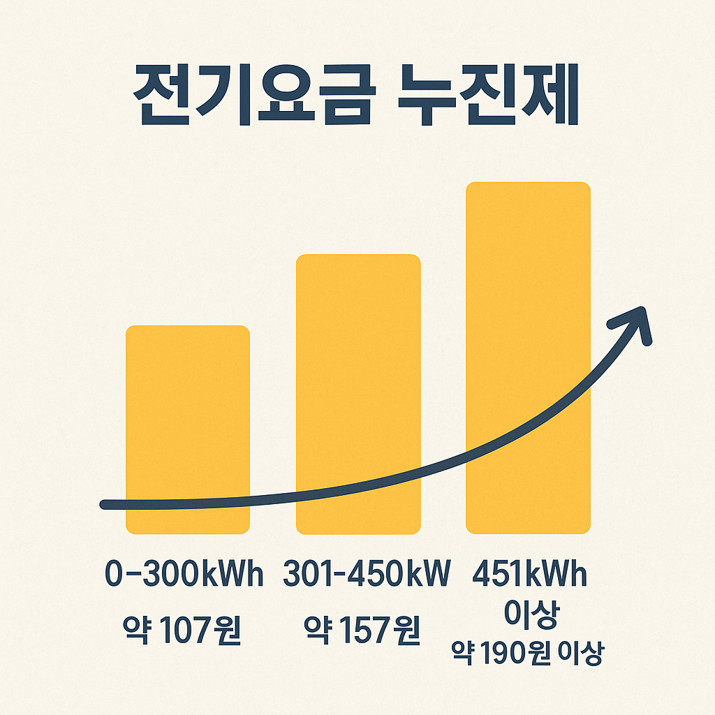 전기요금 누진세 문구와 요금이 상승하는 그래프 이미지