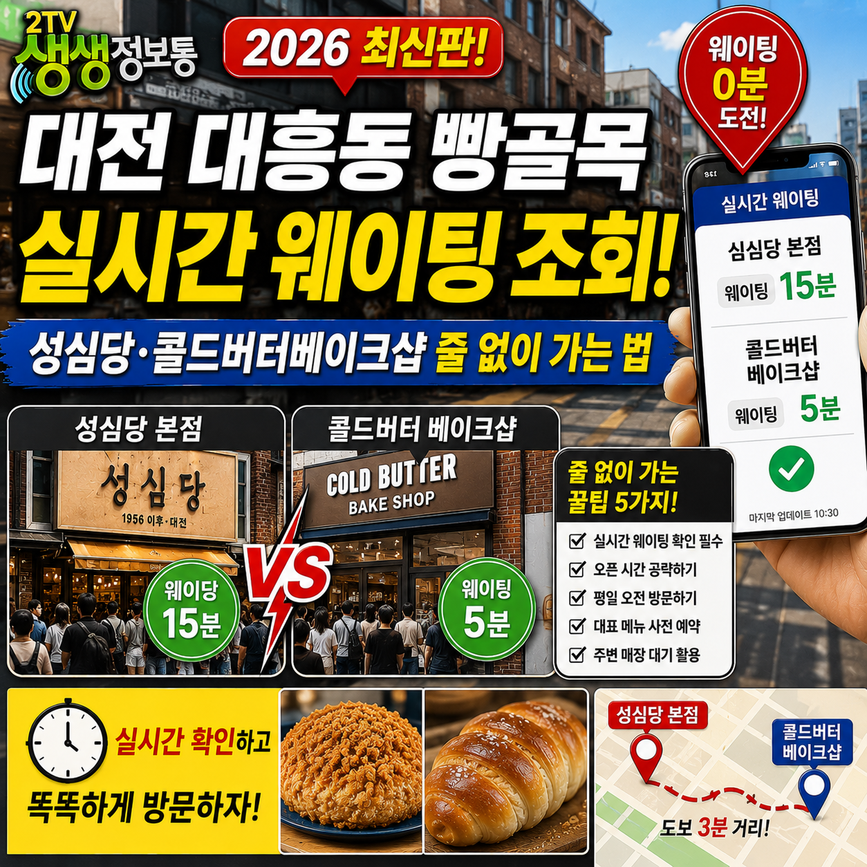 생생정보통 대전 대흥동 빵골목 실시간 웨이팅 조회! 성심당·콜드버터베이크샵 줄 없이 가는 법