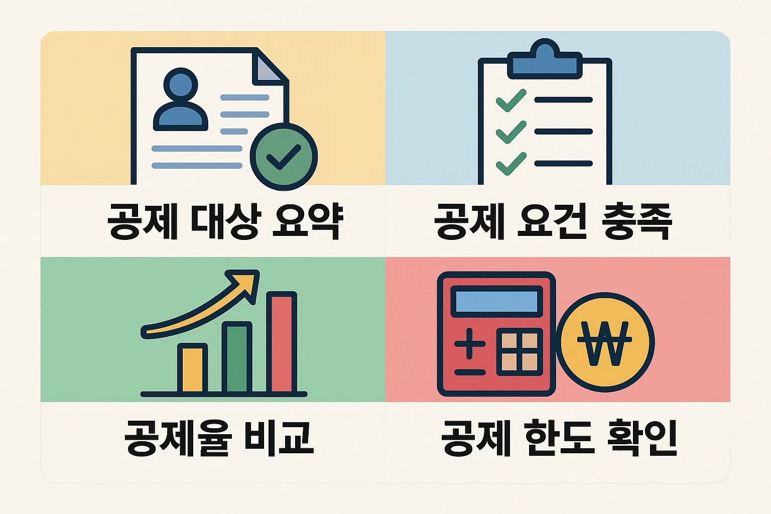 공제 대상 요약, 공제 요건 충족, 공제율 비교, 한도 확인을 한눈에 볼 수 있도록 정리한 2025 신용카드 연말정산 소득공제 가이드 이미지입니다.