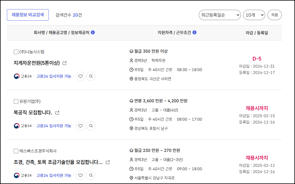 거푸집기능사-일자리정보