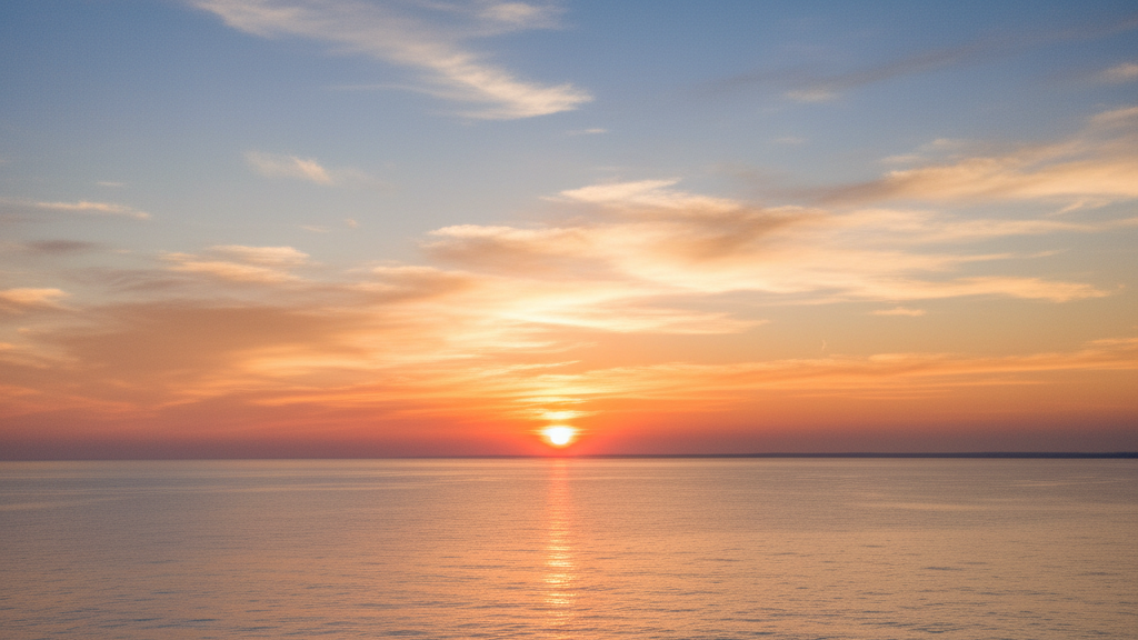 희망찬 새해의 시작을 상징하는 바다 위 일출 풍경