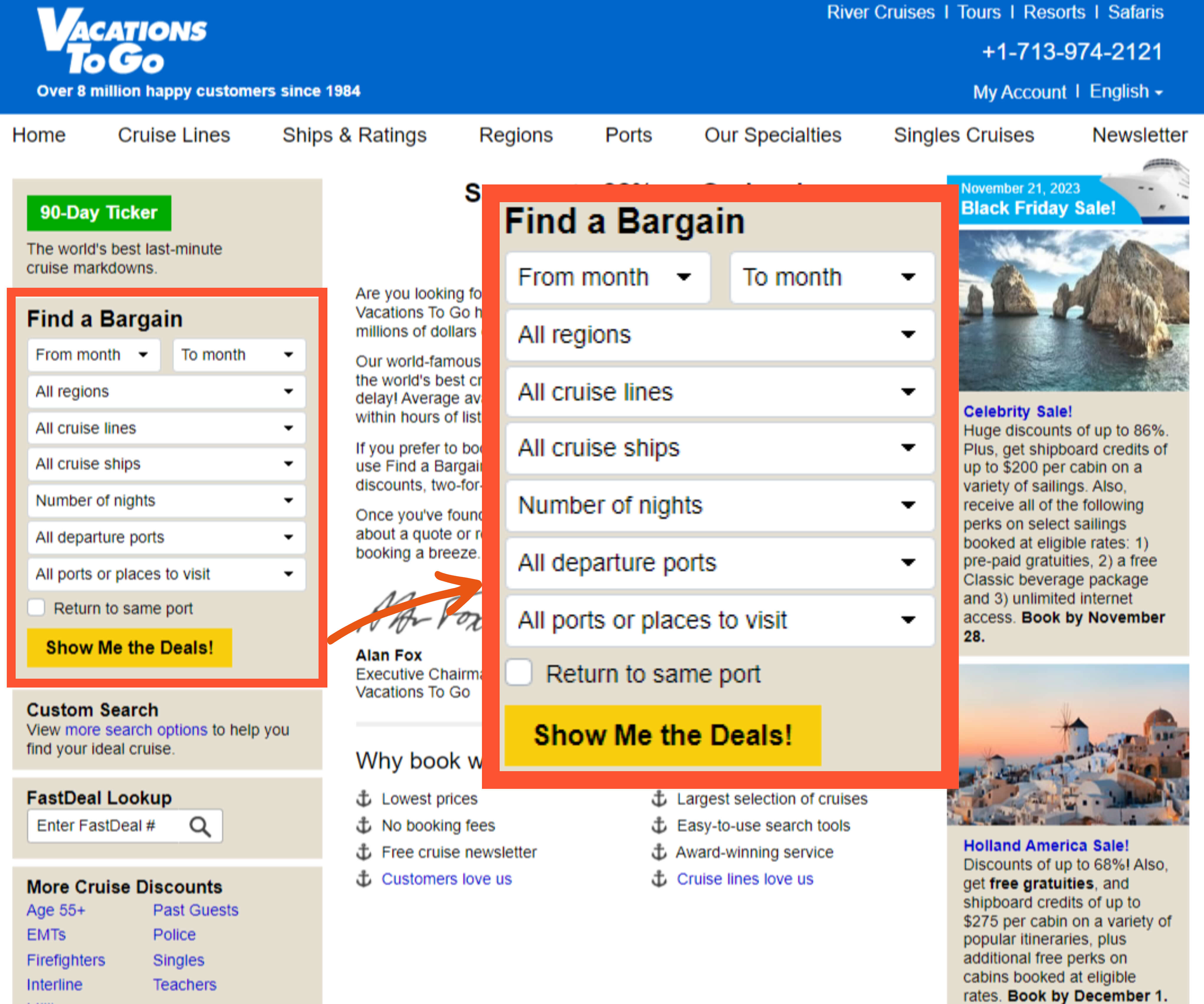 크루즈 노선 검색하기
