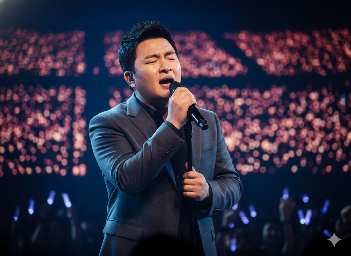 허각이 청주 공연에서 열창하는 모습