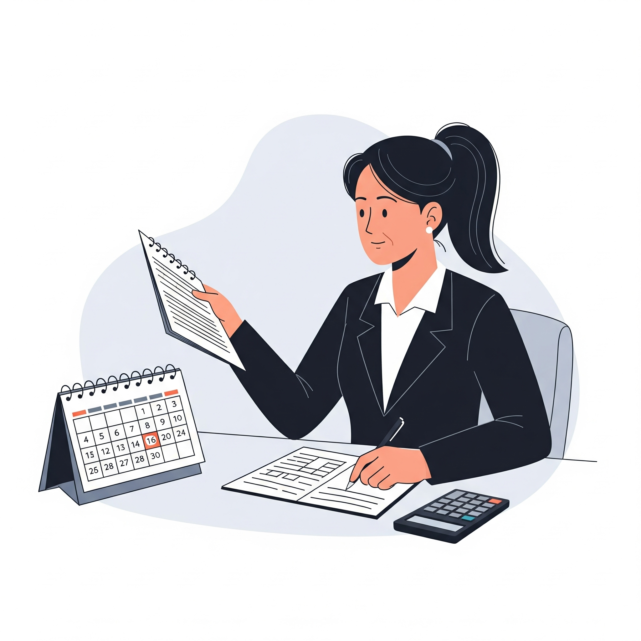 달력의 10월에 '연말정산 미리보기'라고 표시하고 전략을 짜는 모습