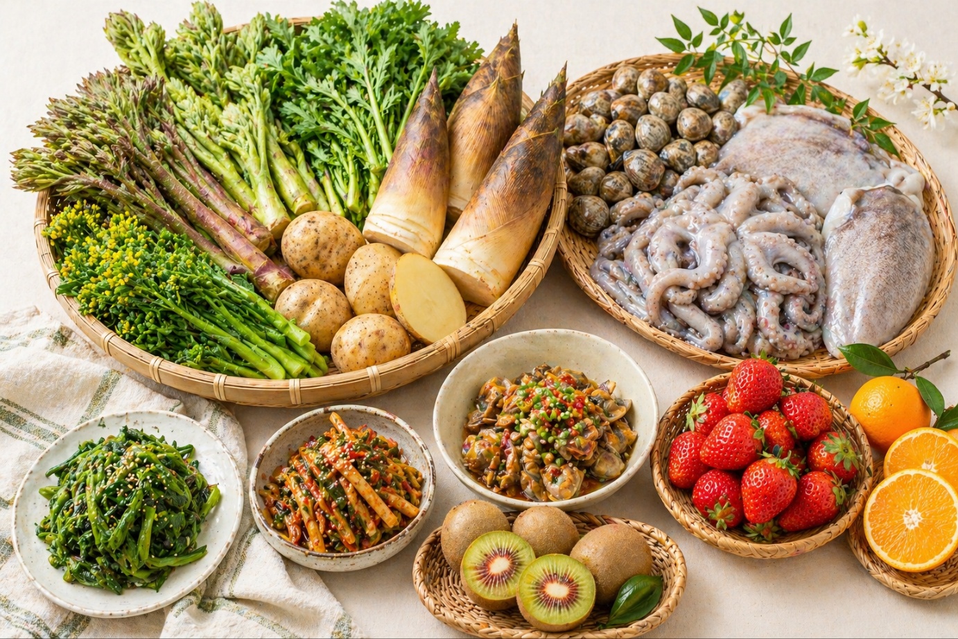 4월 제철 식재료 총정리 봄에 꼭 먹어야 할 채소 해산물 과일 모음