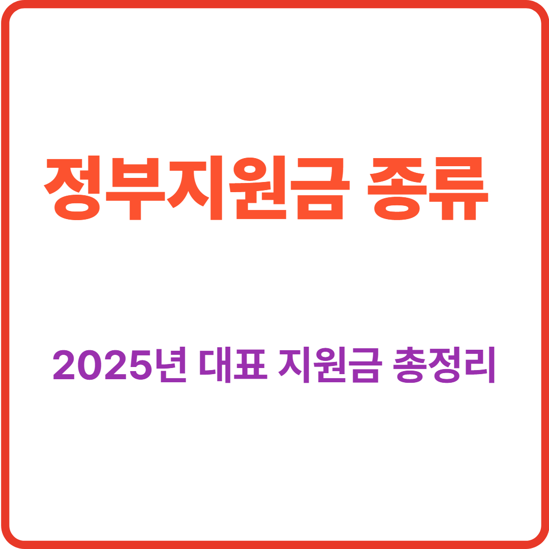 정부지원금 종류 [꼭 알아야 할 2025년 대표지원금]